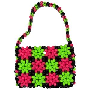 NWOT Mini Handmade Checkerboard Kandi Bead Purse